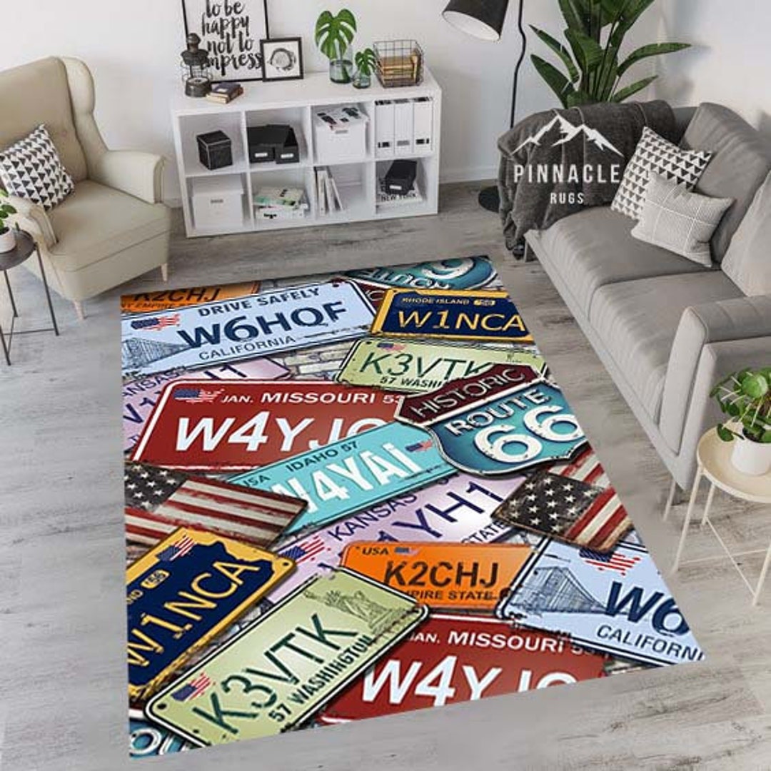 Route 66 Rug Road Signs Rug Number Plate Rug Cool Rug Gift Etsy