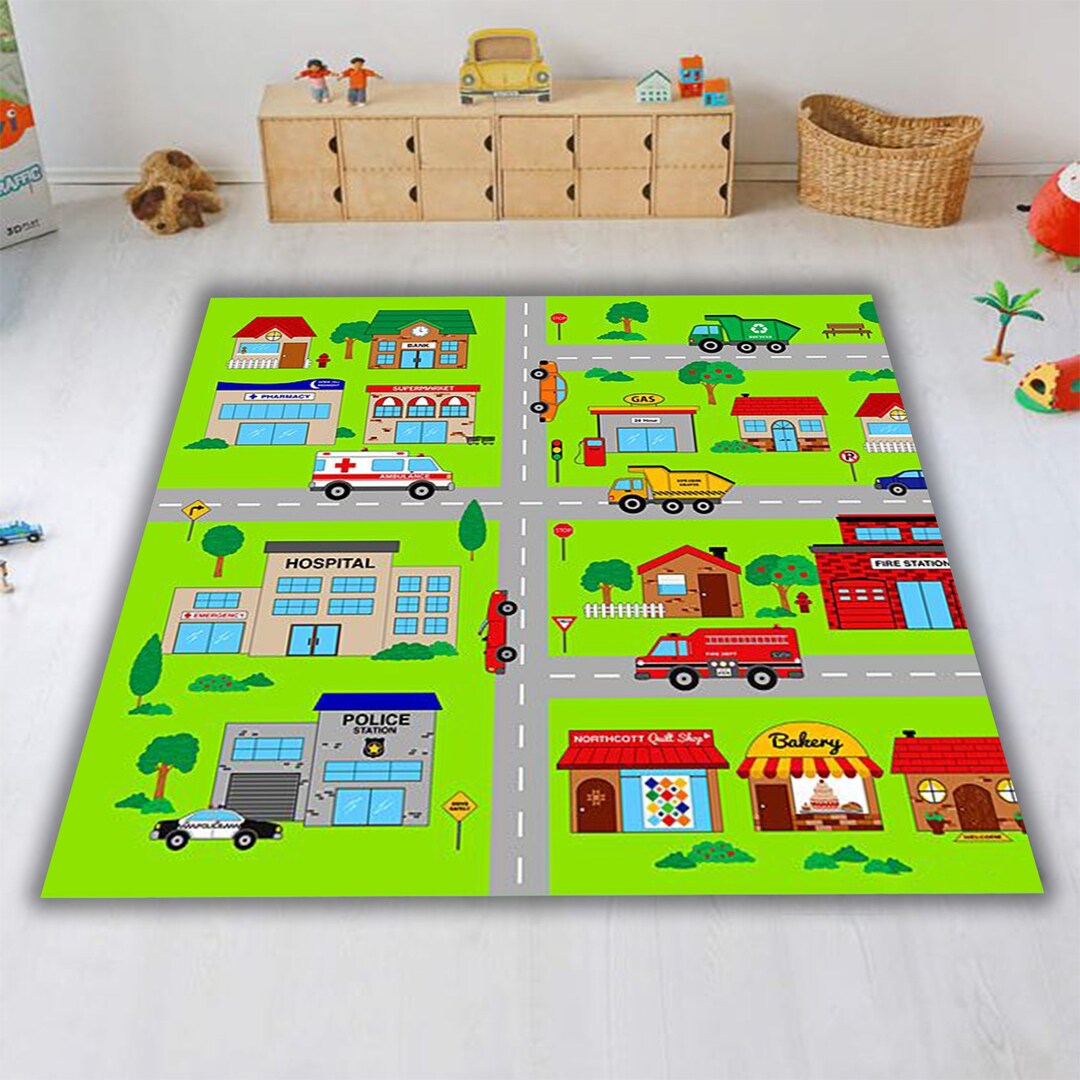 Mega City Play Mat Activity 3D Area Rug Modern Kids Room Etsy