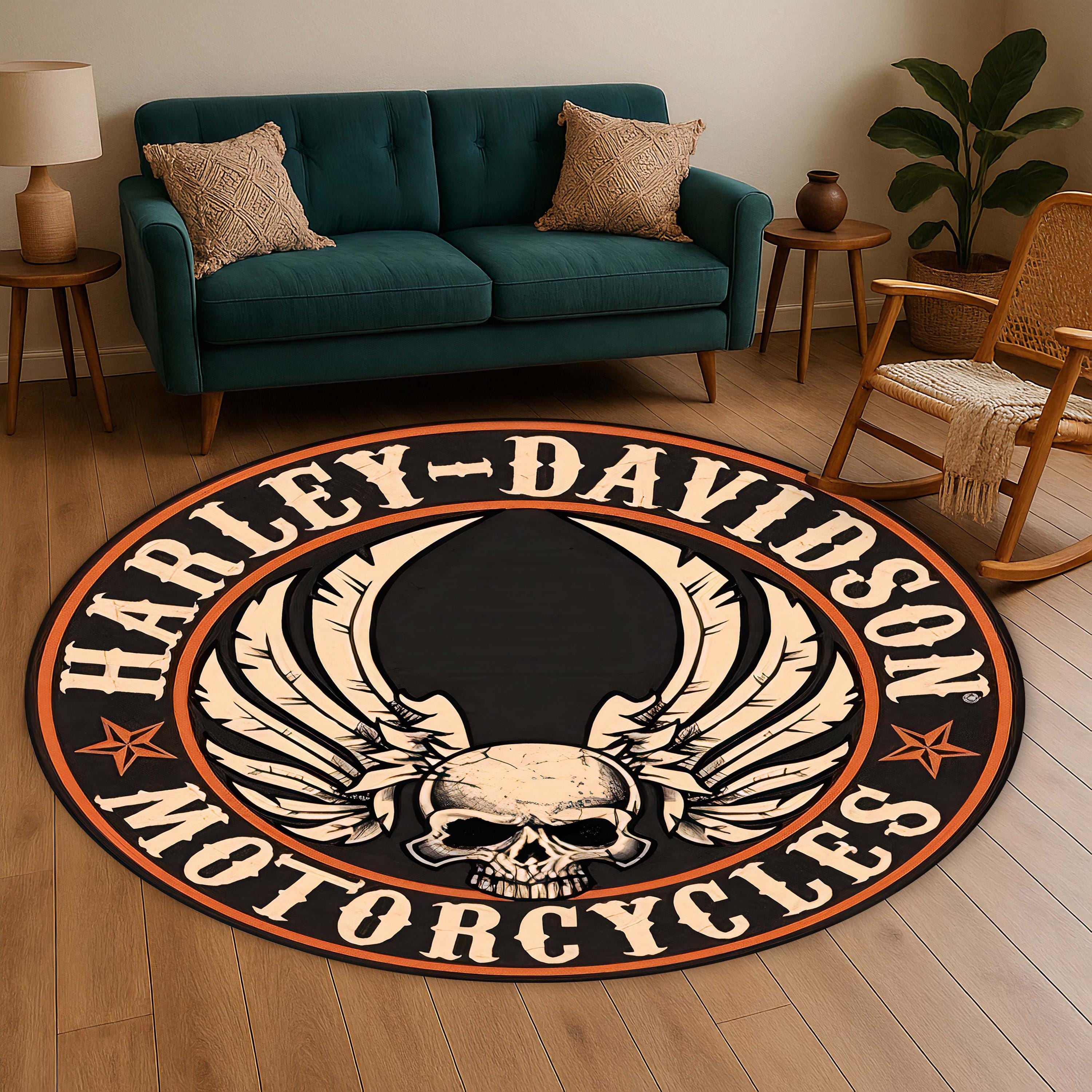 HARLEY-DAVIDSON　ヴィンテージ ラグ ハーレーダビッドソンラグ：このヴィンテージの魅力であなたの家の