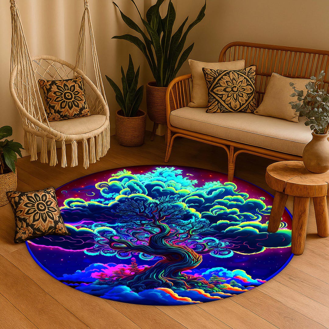 Tree of Life Rug - Symbolic Life Tree Design With Vibrant Colors ...