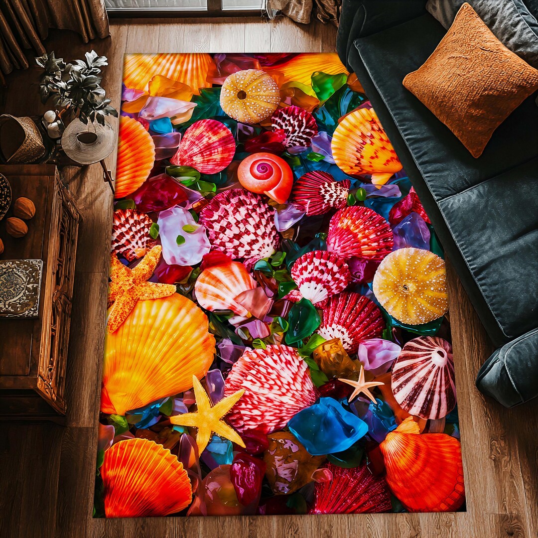 Coastal Seashell Rug – Beach-inspired Area Rug With Elegant Shell Motif ...
