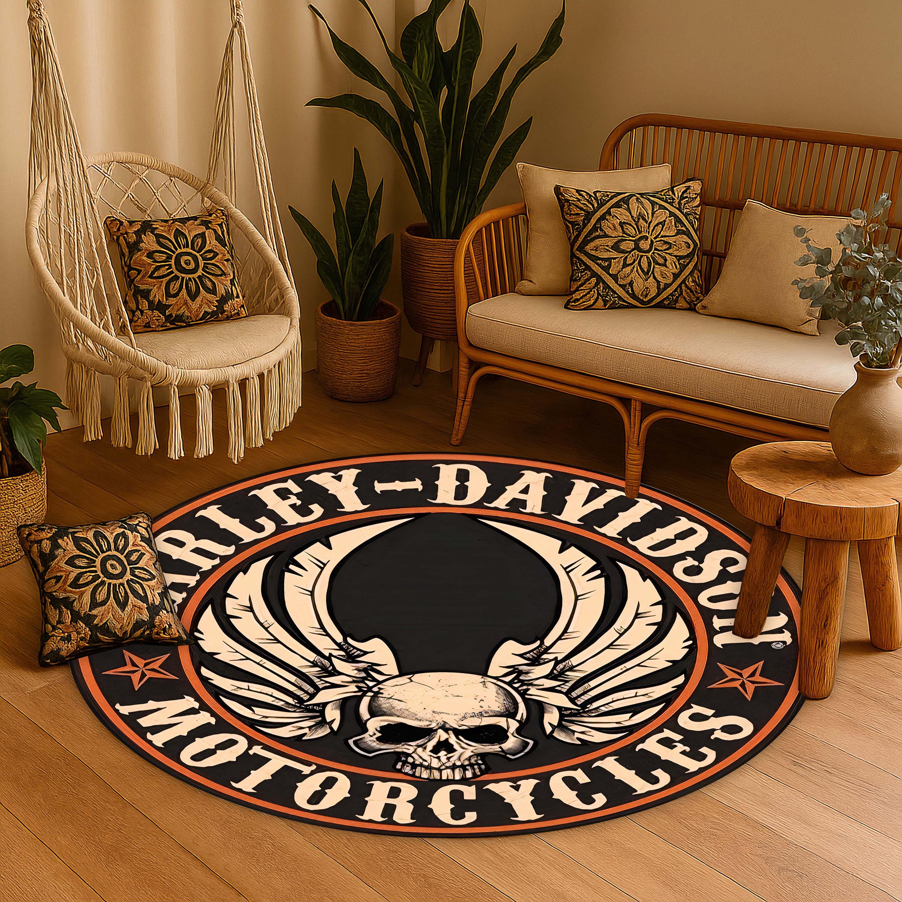 ハーレーダビッドソンラグ：このヴィンテージの魅力であなたの家の
