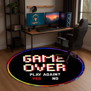 Retro Gaming Nostalgia: Pixel Power Rug for Gamers - Playful Decor Accent - Retro Gamer Must-Have for Cool Decor - Blast from the Past