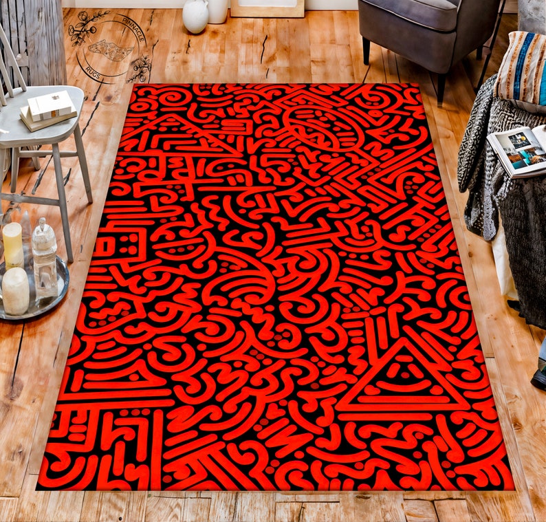 Funky Graffiti Rug Unique Accent for Hip Home Interiors Modern Floor ...