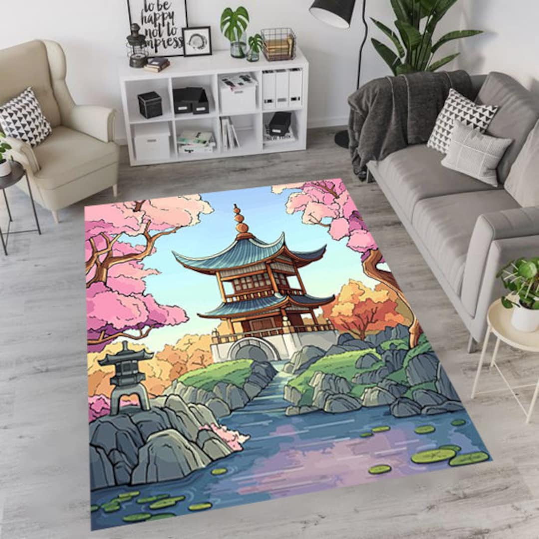 Japanese Monk Rug Japanese Temples Pattern Rug Samurai Rug - Etsy