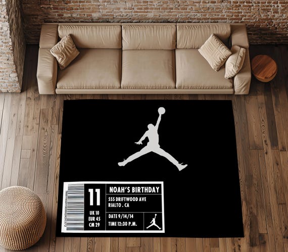 Basketball Sneaker Box Rug – Sport Shoe Area Carpet With Black