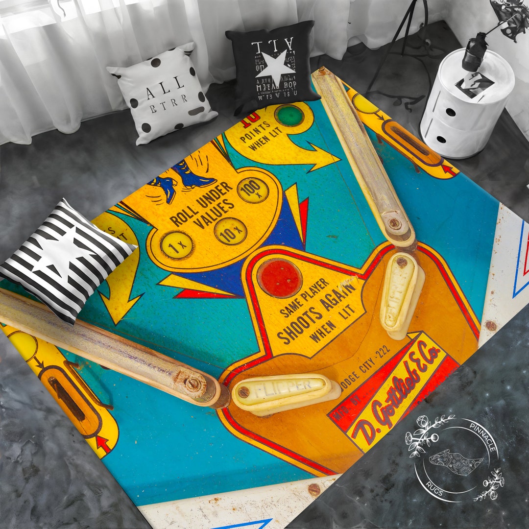 Retro Pinball Rug Add a Quirky Touch to Your Game Room Decor Colorful ...