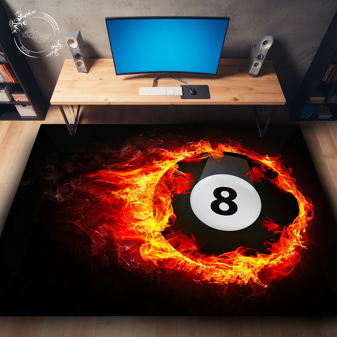 Vintage Billiard Ball Rug Fun Game Room Decor Colorful Pool Ball Area ...