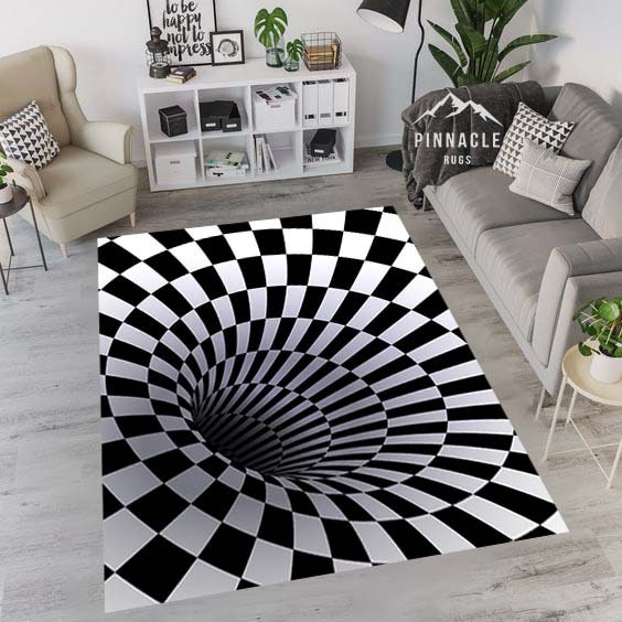 3d Vortex Illusion Black White Creative Doormat Non - Temu