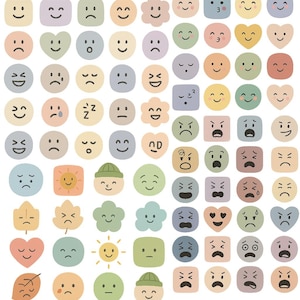 Pack +100 Stickers Émotions Kawaii - Scrapbooking Digital, PNG Fond Transparent, Stickers Humeurs, Journal Intime, Planner Stickers
