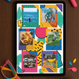 Lot de 6 cadres Polaroïd PNG – Style Pop Art / Rétro Graphique – Fond Transparent – Haute Qualité – Scrapbooking Digital, Journal, Planner
