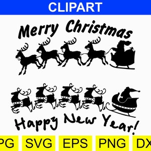 Trenó do Papai Noel svg, Natal svg, Download instantâneo, Renas do trenó do Papai Noel svg, Rena svg, Trenó voador do Papai Noel svg Papai Noel com renas