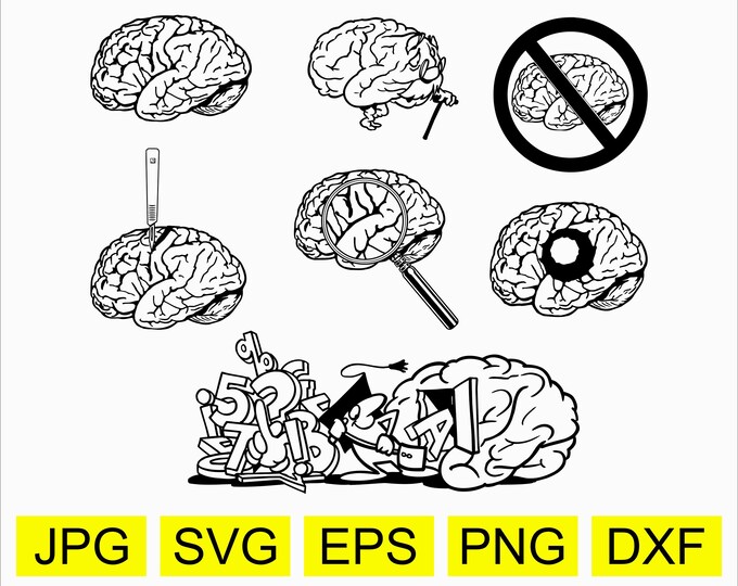 Brain Pattern Dxf Brain SVG Bundle, Human Brain Brain Clipart, Brain Files for Cricut ...