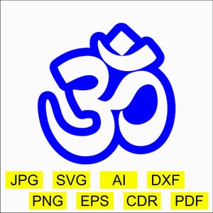 Adesivo-Indiano-om-segno su sfondo bianco-vettore. OM. File SVG. Vettore OM. Prodotto digitale