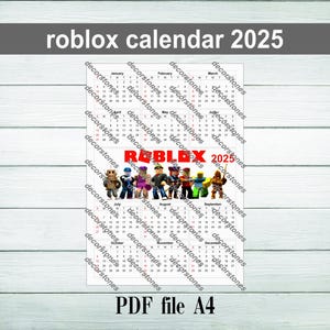 Roblox Calendar 2025. 2025 Roblox Style Calendar. PDF File A4 210x297cm ...