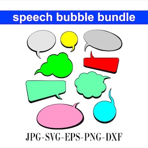 9 tekstballon SVG, tekstballon clipart, komische tekstballon svg, tekstballon svg bundel, png, dxf, cricut silhouet svg snijden-bestanden