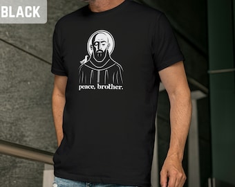 St. Francis Catholic Men&#39;s T-Shirt, Catholic Saint Shirt, Catholic Dad Shirt, Catholic Apparel, Catholic Manly Tee