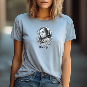 Flower Girl: St. Thérèse of Lisieux, Catholic Women's T-Shirt, Catholic Saint Shirt, Catholic Mom Shirt, Catholic Girls Tee