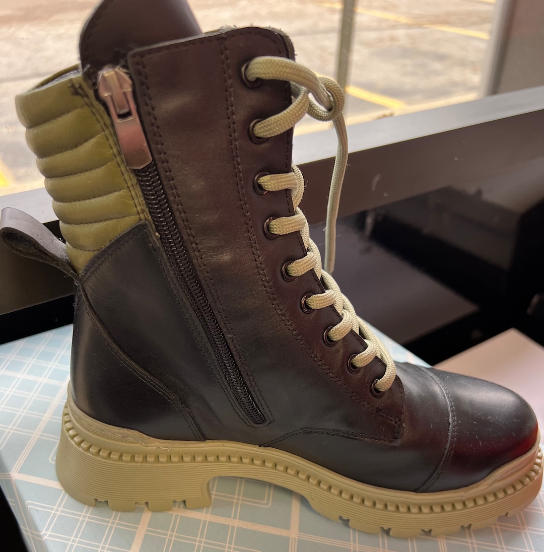 Stylish Womens Boot Combat Boot Hiking High Top Leather Boot Etsy