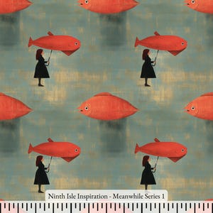 Meanwhile Cotton Fabric by the Yard - NinthIsle Inspiration Exclusive Fun Art Bulk Order Available