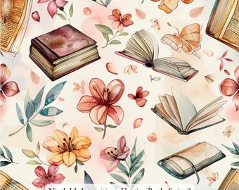 Print in Hawaii Fabric, Floating Books Cotton Poplin Fabric by the Yard