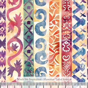 Hawaiian Tribal Cotton Fabric by the Yard - NinthIsle Inspiration Exclusive Fun Art Bulk Order Available