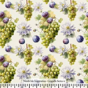 Grapelle Cotton Fabric by the Yard - NinthIsle Inspiration Exclusive Elegant Fun Art Bulk Order Available
