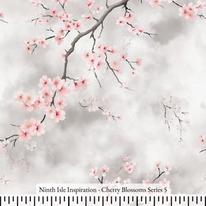 Tkanina bawełniana Cherry Blossoms cięta na wymiar - NinthIsle Inspiration Exclusive Romantic Art Dostępne zamówienie hurtowe