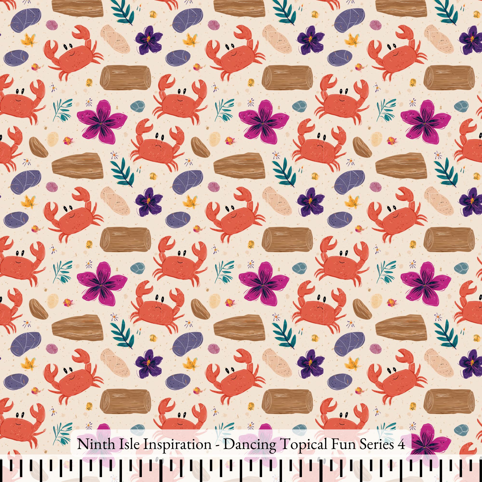 Print in Hawaii, Dancing Topical Fun Cotton Fabric by the Yard - NinthIsle Inspiration Exclusive Fun Art Bulk Order Available