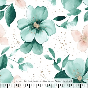 Blooming Nature Cotton Fabric by the Yard - NinthIsle Inspiration Exclusive Elegant Art Bulk Order Available