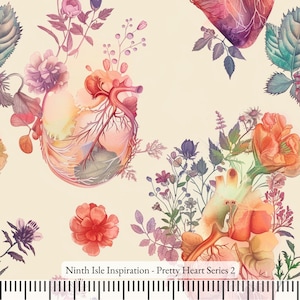Pretty Heart Rayon Fabric by the Yard - NinthIsle Inspiration Exclusive Creative Art Bulk Order Available