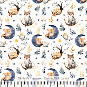 Print in Hawaii, Dreamy Night Cotton Fabric by the Yard - NinthIsle Inspiration Exclusive Elegant Art Bulk Order Available