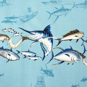 Print in Hawaii, Marlin Fish - Fabric by the Yard - 100% Cotton - 45&quot;