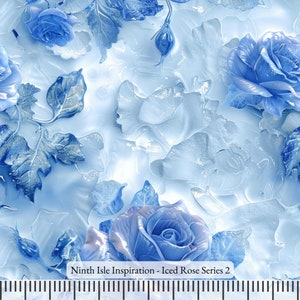Iced Rose Rayon Fabric by the Yard - NinthIsle Inspiration Exclusive Elegant Art Bulk Order Available