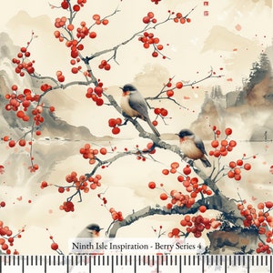 Berry Rayon Fabric by the Yard - NinthIsle Inspiration Exclusive Elegant Art Bulk Order Available
