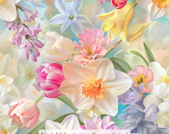 Bouquet Rayon Fabric by the Yard - NinthIsle Inspiration Exclusive Elegant Art Bulk Order Available
