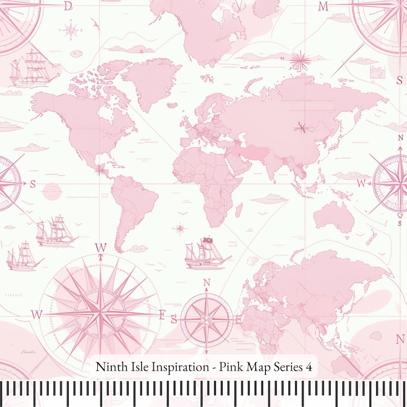 Pink Map Layout Print in Hawaii Fabric, Pink Map Cotton Poplin Fabric by the Yard - Etsy