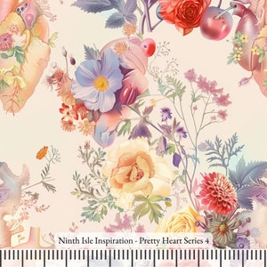 Pretty Heart Rayon Fabric by the Yard - NinthIsle Inspiration Exclusive Creative Art Bulk Order Available