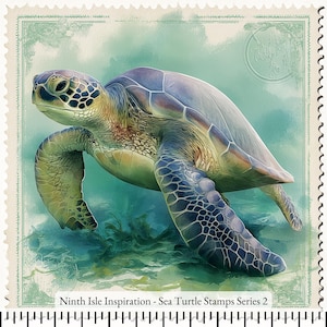 Print in Hawaii, Sea Turtle Stamps Cotton Fabric by the Yard - NinthIsle Inspiration Exclusive Fun Art Bulk Order Available