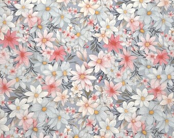 Print in Hawaii Fabric, Flower Garden 100% Cotton Poplin Fabric by the Yard