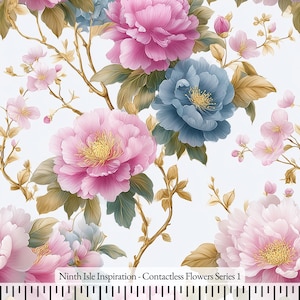 Print in Hawaii, Contactless Flowers Cotton Fabric by the Yard - NinthIsle Inspiration Exclusive Fun Art Bulk Order Available
