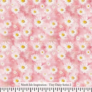 Tiny Daisy Rayon Fabric by the Yard - NinthIsle Inspiration Exclusive Elegant Art Bulk Order Available