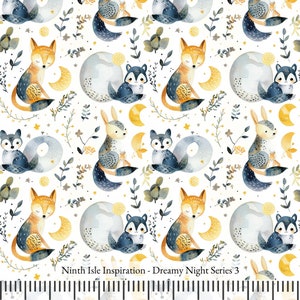Print in Hawaii, Dreamy Night Cotton Fabric by the Yard - NinthIsle Inspiration Exclusive Elegant Art Bulk Order Available