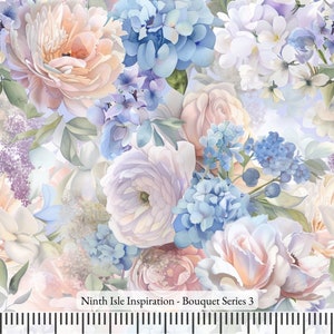 Bouquet Rayon Fabric by the Yard - NinthIsle Inspiration Exclusive Elegant Art Bulk Order Available