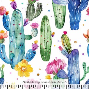 Tessuto di cotone di cactus tagliato su misura - NinthIsle Inspiration Exclusive Creative Art Bulk Order disponibile