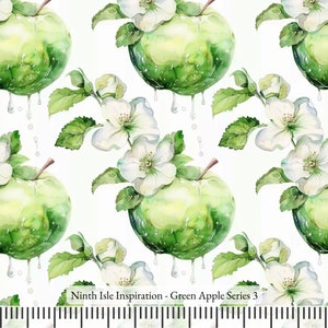 Print in Hawaii, Green Apple Cotton Fabric by the Yard - NinthIsle Inspiration Exclusive Elegant Art Bulk Order Available