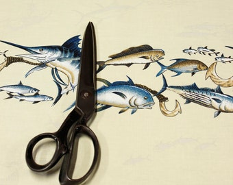 Marlin Fish - Fabric by the Yard - 100% Cotton - 45"