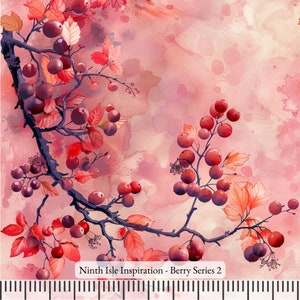 Berry Rayon Fabric by the Yard - NinthIsle Inspiration Exclusive Elegant Art Bulk Order Available