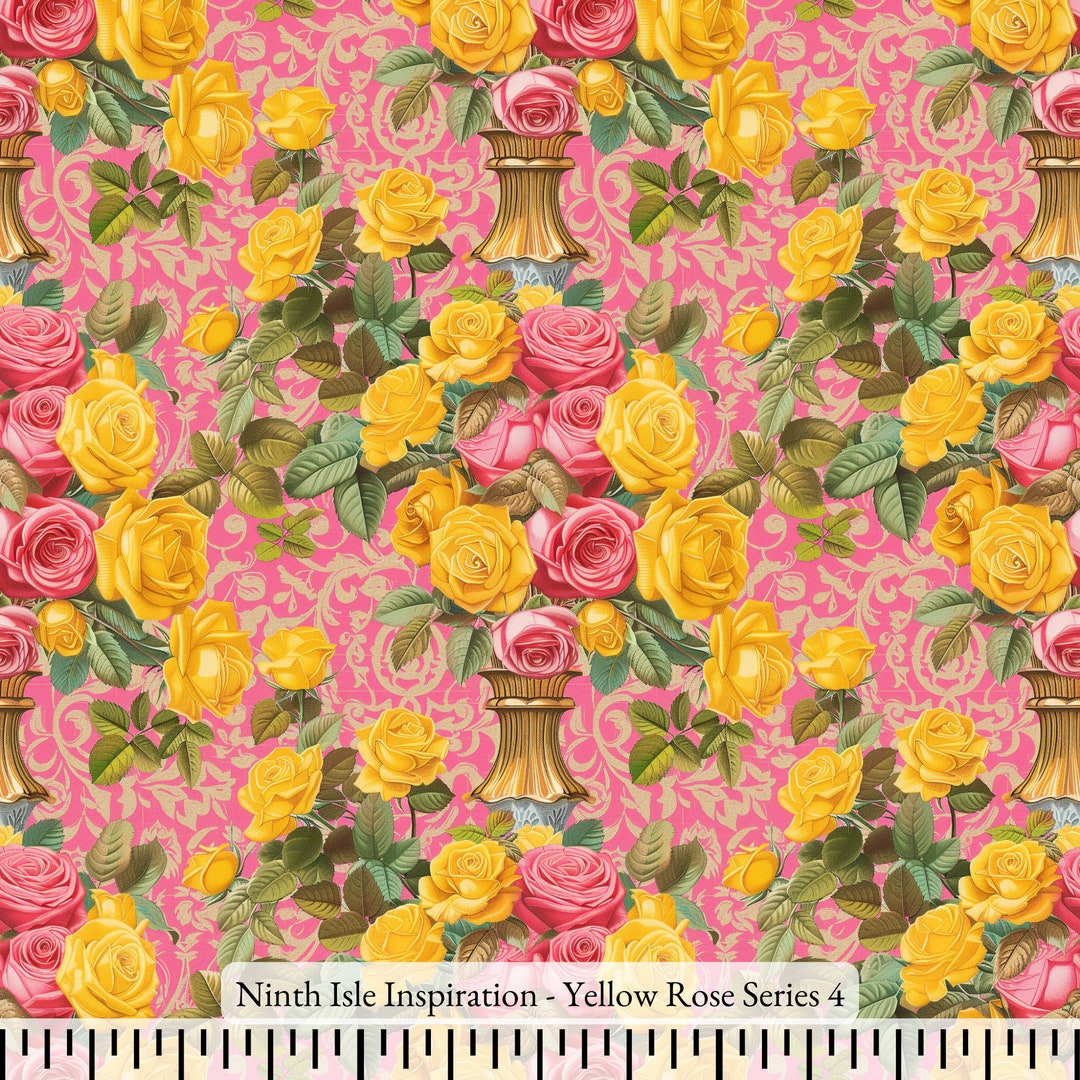 Yellow Rose Rayon Fabric by the Yard - Ninthisle Inspiration Exclusive ...