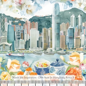Print in Hawaii, Dim-Sum In Hongkong Cotton Fabric by the Yard - NinthIsle Inspiration Exclusive Creative Art Bulk Order Available